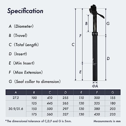 Tige de selle vtt réglable 175mm pour éliminer le mal de dos en descente technique - 6
