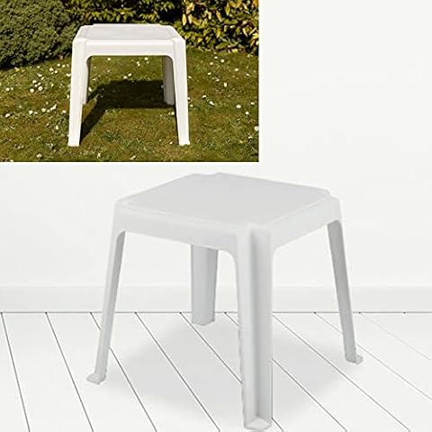 Garden Patio Coffee Side Table Outdoor Deck Chair Bistro Plastic Side Table White Cover