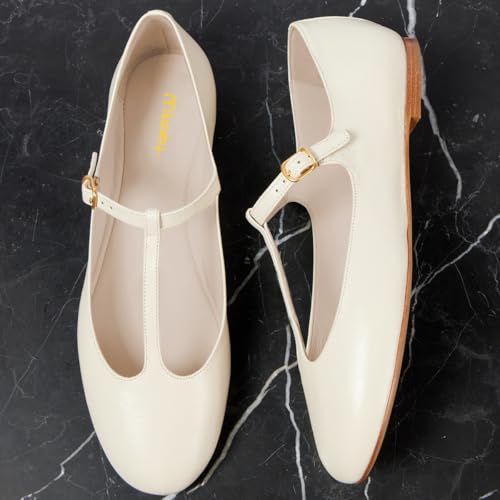 Milooey shoes Round Toe Flat Mary Janes Shoes Chunky Low Heels T-Strap Buckled Comfort Causl Pump Shoes Size 4-16 US4