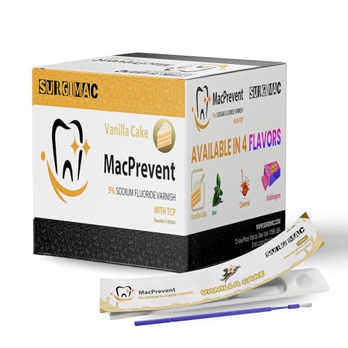 MacPrevent 5% Sodium Fluoride Varnish with TCP 0.4ml of Varnish and One Applicator Brush Remineralizing Toothpaste Fluoride Toothpaste for Enamel Repair Oral Care Dental Supplies | (50 Vanila)