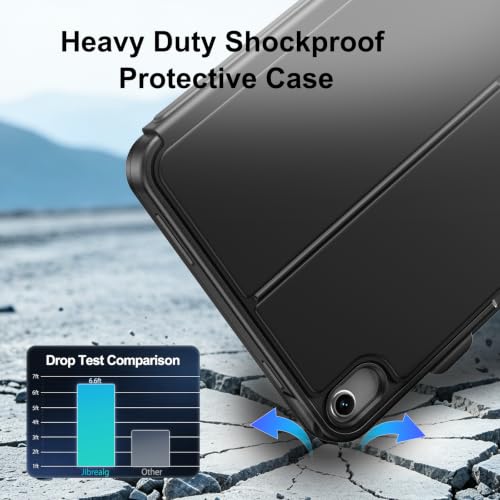 Image of Jibrealg Rugged Keyboard Case for iPad A16 11th /10th Generation, Heavy Duty Shockproof Protective Case with Pencil Holder, USB‑C Direct Connect Folio Keyboard Cover with Trackpad for Education
