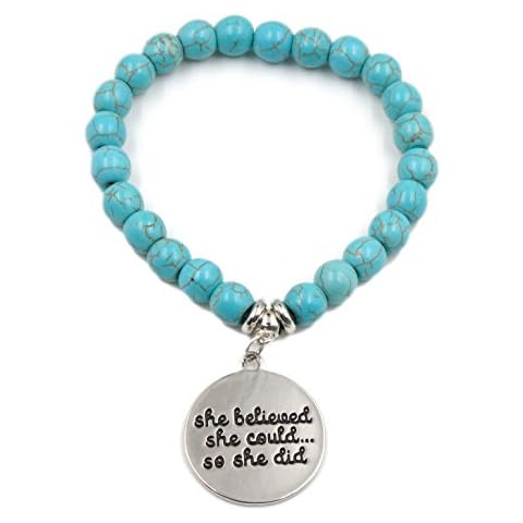 Charm.L Grace She Believed She Could So She Did Necklace Keychain Bracelet Crystal Infinity Motivational Cover