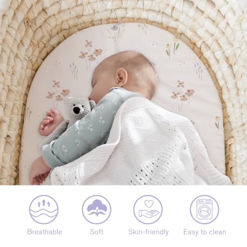 Image of Little Grape Land Bassinet Sheets for Baby Boys Girls 4 Pack (Dew)