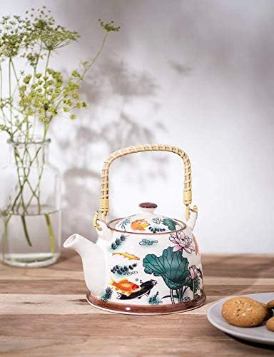 THEDECORKART Ceramic Koi Pond Tea Kettle (Multicolour)