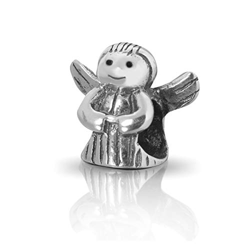 Andante-Stones - Original, Cuenta de Plata de Ley 925 sólida, con diseño Ángel, Elemento Bola para Cuentas European Beads + Saco de Organza