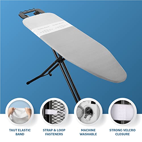 Bartnelli Ironing Board Cover And Pad, Made In Europe With New Patent Technology | 54X15 Iron Board Replacement Cover Featuring Park & Turbo Zone, Scorch Resistant 100% Cotton Thick Layered Top #TOP3