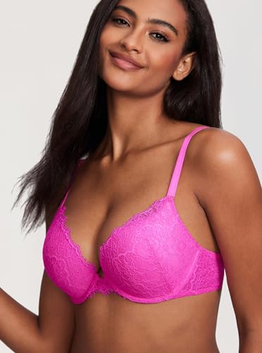 DOBREVA Women's Push Up Bra Eyelash Lace Sexy Cleavage Underwire Support Plunge Bras2