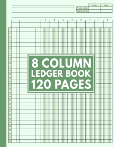 8 Column Ledger Book: Simple Customizable Log Book for Bookkeeping and Accounting | Account Record Book for Personal Finance and Small Business Organizer Green