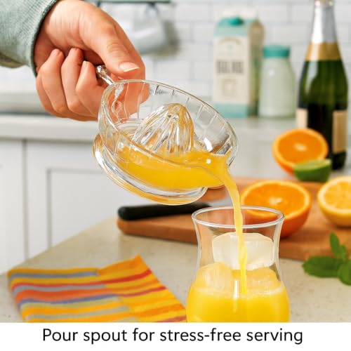 Image of HIC Citrus Juicer Reamer with Handle and Pour Spout, Heavyweight Glass