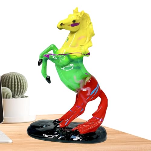 Escultura de caballo, colorida estatua abstracta de animales para dormitorio, estudio, guardería, estante de noche, estanterías, alféizares de ventanas