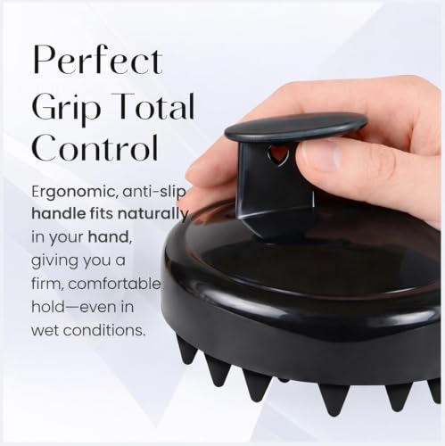 Image of Episkey Scalp Massager Shampoo Brush for Hair Wash Anti-Dandruff Silicone Scalp Scrubber with Soft Bristles | Deep Clean, Exfoliation & Hair Growth Ayurvedic Head Massage Brush for Men&Women (BLACK) (PACK 2)