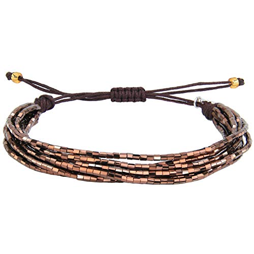 Kelitch Colorful Tassel Miyuki Hand Bracelets Handmade Rope Wrap Bracelets Fashion Women Bracelets Adjustable Style (Coffee E) #TOP27