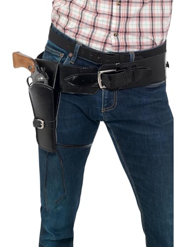 Smiffys Adult Faux Leather Single Holster with Belt Black  Cowboys and Indians Fancy Dress Adult Dress Up Accessories Halloween
