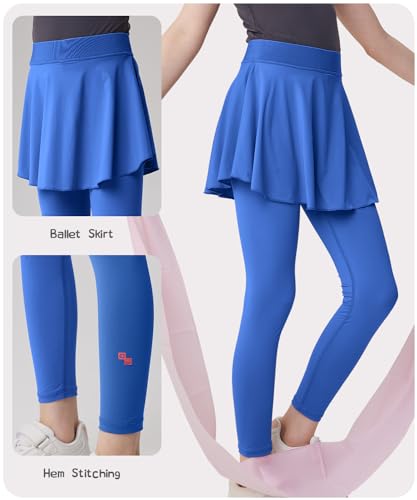 Girls Leggings with Ballet Skirt Kids Elastic Waist Dance Skirted Skorts Light Soft Tights 4-16Y2
