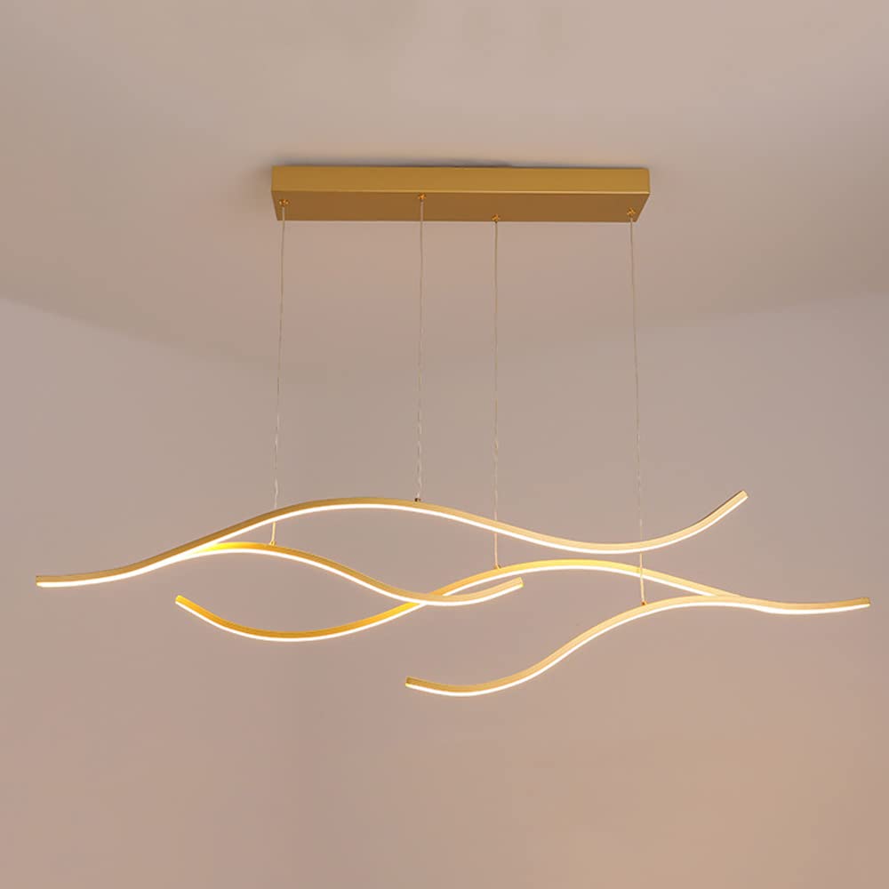 SXECAEPS Modern creative chandelier Modern Linear Pendant Light Fixture Adjustable LED Hanging For Dining Room Living Kitchen Stepless Dimmable With Remote Control