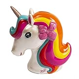 FABNY JoJo Siwa Unicorn Money Bank Ceramic Rainbow Glitter
