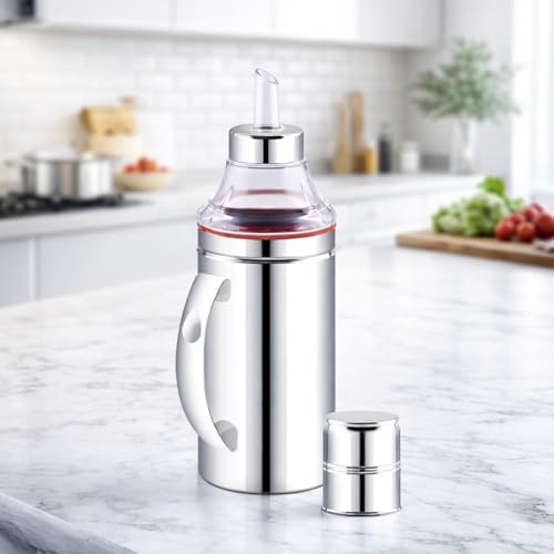 Image of Oil Dispenser, Stainless Steel, 1000ML Capacity, Kitchen Cooking Oil Bottle with Pourer Pack of 1