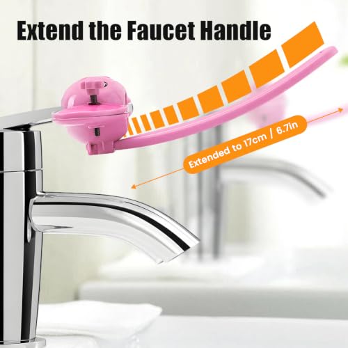 Image of Faucet Handle Extender Cartoon Faucet Extender Animal Handle Extenders Universal Soft Handle Extender Hand Washing Faucet Sink Handle Extender Small Hand Washing Solution(Pink)