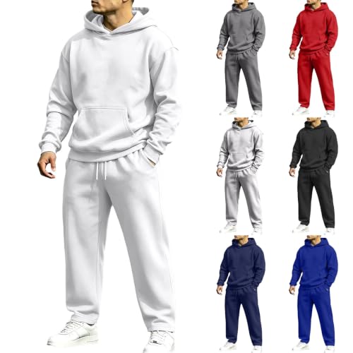 Rtdyvyuhb Sweatsuits For Men 2 Piece Track Suit Matching Sets Jogging Casual Comfy 2 Piece Athletic Fall Winter Sport Outfits White Large - image 1