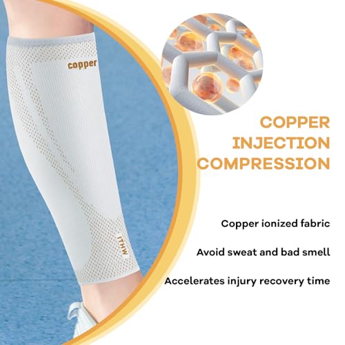 Image of Copper Calf Compression Sleeves for Men Women, Shin Splint Relief, Grip