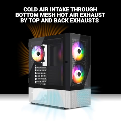 Image of Ant Esports Pepper 5F Mid-Tower Dual Color Computer Case /Gaming Cabinet - Black /White | Support ATX, Micro-ATX, Mini-ITX | Pre-Installed 5 ARGB Fans