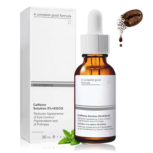 Contorno de Ojos Cafeina, Cafeina Ojos 5% + Egcg, Serum contorno ojos, contorno de Antiarrugas Mujer, Quita Ojeras, Reduce la Hinchazón, las Líneas Finas, 30ml