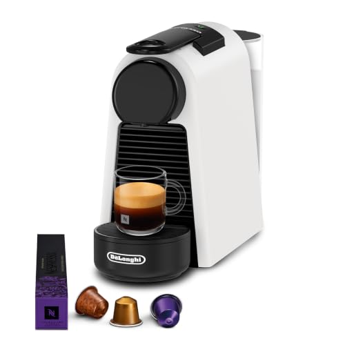 De'Longhi Nespresso Essenza Mini – Cafetera Automática, Máquina de Cápsulas Monotaza, Set de Bienvenida Incluido, Diseño Compacto, Presión 19 bares, Blanco Mate (EN85.WMT)