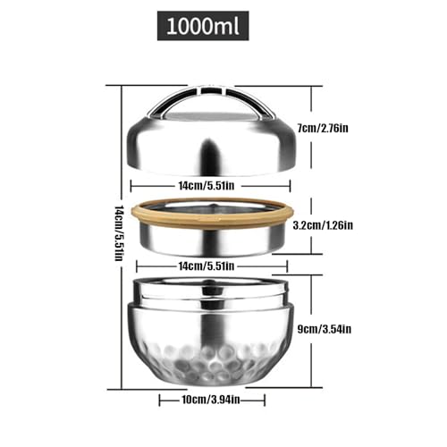 Tarro de comida isotérmica de 1L impermeable con doble pared de acero inoxidable y asa superior 6