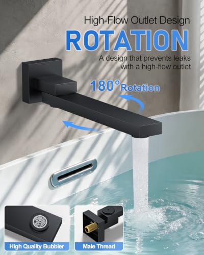 Image of Woindo 4 Function Shower Faucet Set 12 inch Rain Shower Head /6'' Side Shower Head and 3 Setting Handheld Ceiling Mount Push Button Diverter Complete Rainfall Round Shower System Included Valve Trim Kit