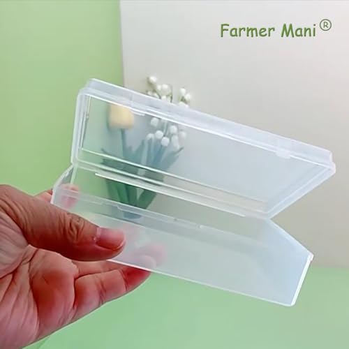 Image of 2 Pack 5.24x3.31x1.58 Inches Rectangular Clear Small Plastic Storage Containers Box with Hinged Lid for Small Items and Other Craft Projects