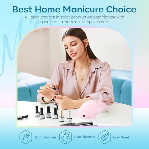 Image of modelones 40 Pcs Gel Nail Polish Set, 36 Colors Nude Brown Green Red Gel Polish White Maroon Orange Blue Glitter Nail Polish with Base & Matte /Glossy /Glitter Top Coat LED Mani Gift