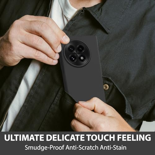 Image of LIRAMARK Liquid Silicone Soft Back Cover Case for OnePlus 13R 5G| Soft Micro-Fibre Lining Inside | Camera Protection Bump (Black)