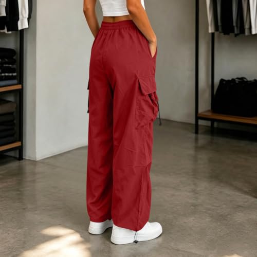 Women's Cargo Pants Drawstring Waist Wide Leg Utility Work Trousers - image 3