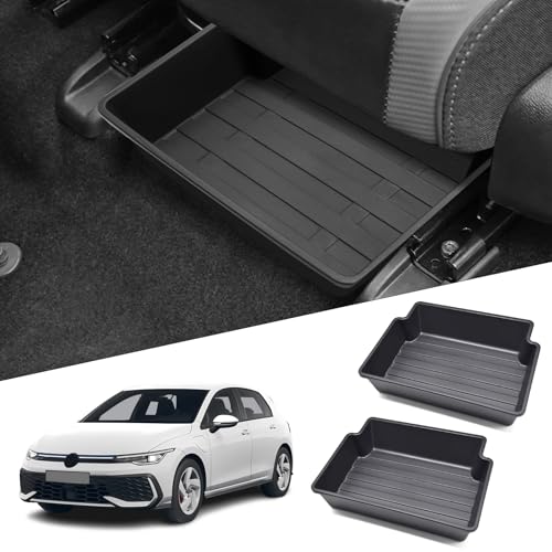 WEIPIN Organisateur sous siège en 2 parties pour VW Golf 8.5, 7, 6 2009-2025 - Boîte de rangement sous le siège - En TPE de qualité supérieure - Universel...