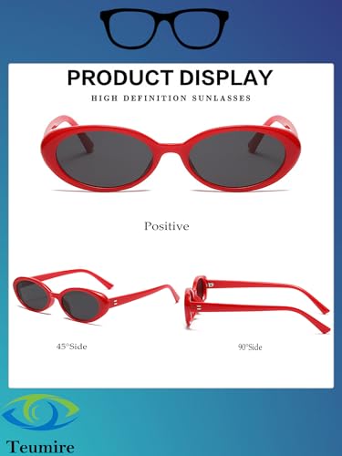 Image of Retro Oval Sunglasses for Women Men 90s Style Vintage Small Sun Glasses UV400 Protection Shades