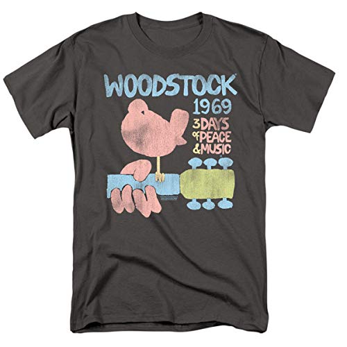 Popfunk Woodstock Music Festival 50 Years of Peace & Music T Shirt & Stickers (Large) Charcoal