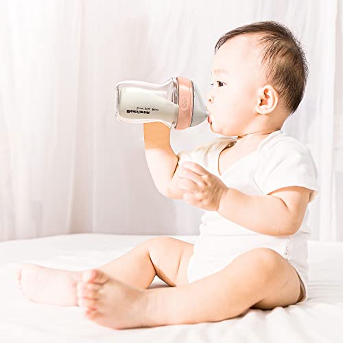 Glass Baby Bottle 6 Oz - Breast Like Bottles For Breastfed Babies, Wide Neck, Anti Colic, 3 Months+, 2 Count (White) #TOP1
