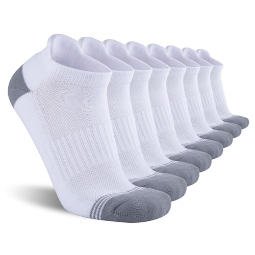 COOVAN Mens Ankle Cotton Socks 8 Pairs Cushioned Breathable Running Socks Athletic Anti-Blister Sports Running Socks