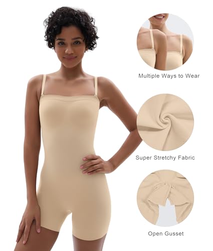 Image of SHAPERX Strapless Shortie Bodysuit for Women Tummy Control Shapewear Seamless Sculpt Body Shaper with Removable Straps