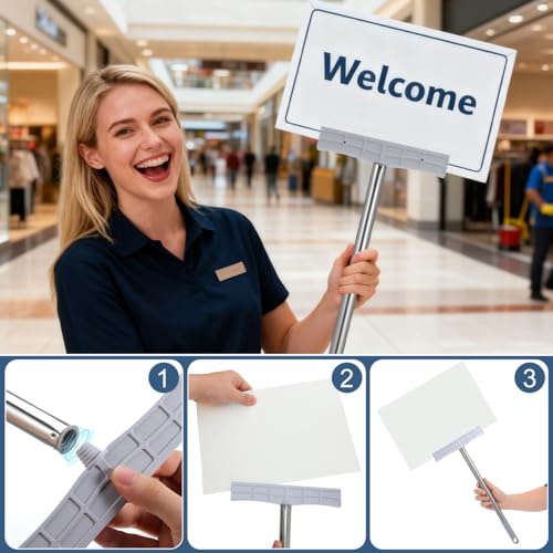 CALLARON 2 Stück Edelstahl Schildstangenhalter 40cm Tragbarer Multifunktionaler Handstange für Paraden Demonstrationen und Sportveranstaltungen