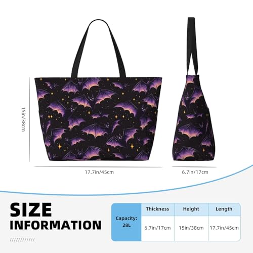 Large Beach Bags for Women Sandproof - Purple Star Bat Print Summer Travel Work Tote Bags with Zipper2
