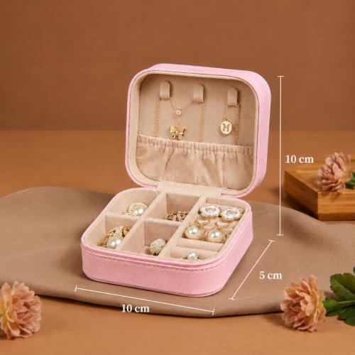 Image of PRIMIT Personalized Jewelry Box with Name & Birth Flower - Custom Travel Jewelry Organizer Case - Bridesmaid, Birthday, Christmas Gift for Women & Girls (Spring Elegance)