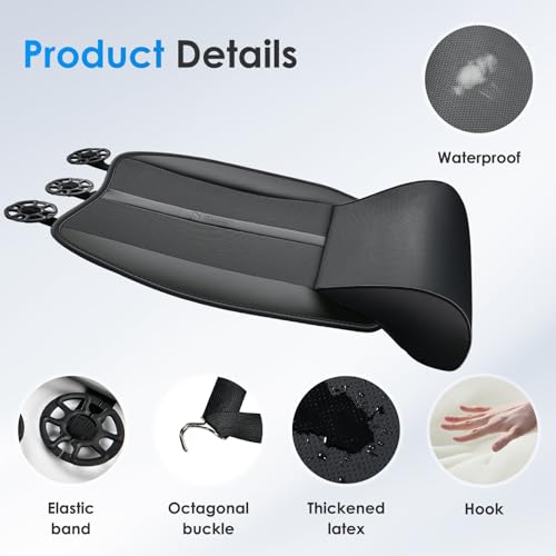 Image of Car Seat Extender Leg Support Cushion for Driver Seats Office Chair, Leather Widened seat Cushion for Long Drivers Universal Car Seat Cushion Legs Rest Pads-Black