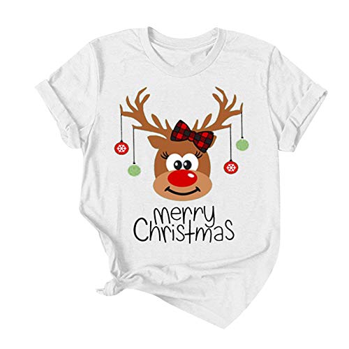 Merry Christmas Shirt for Women Funny Craphic Tees Tops Casual Short Sleeve Fall T Shirt