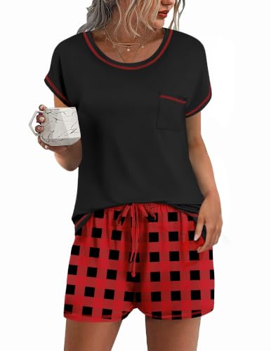 Image of Ekouaer Womens Pajama Sets 2 Piece Pjs Short Sleeve Top and Shorts
