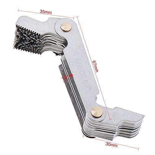 ChgImposs Metric & Imperial & US Screw Gauge SAE Whitworth 55 Degree & Metrisch 60 Degree Thread Pitch Gauge for Industrial Measurement