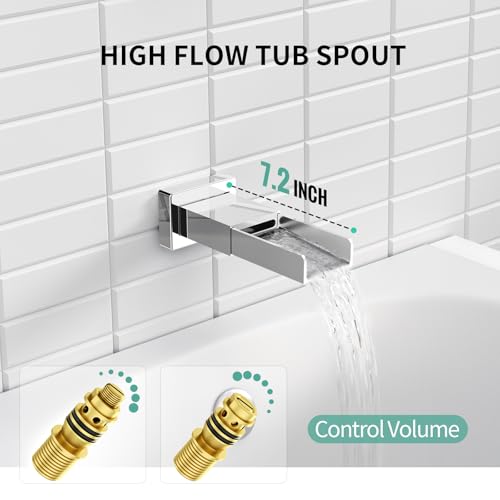 Image of SR SUN RISE 8'' All-Metal Shower System with Tub Spout Handheld Sprayer