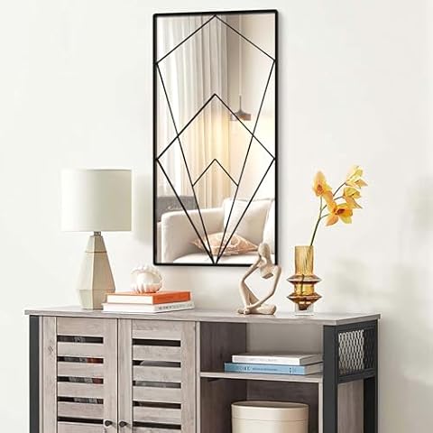 WONSTART Decorative Long Wall Mirror with Lattice Design Cover