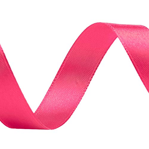 Image of Solid Color Double Faced Hot Pink Satin Ribbon 5 /8 inch X 25 Yards, Ribbons Perfect for Crafts, Wedding Decor, Bow Making, Sewing, Gift Package Wrapping and More