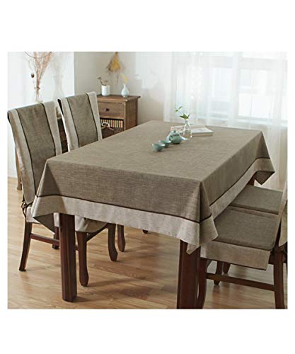 Nappe ronde en imitation lin MU de couleur unie pour table de salon